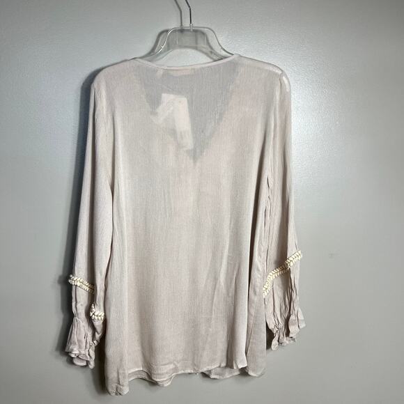 NWT Soft Surroundings Clementine Tassel Tunic Embroidered Boho Beige Medium - Picture 10 of 11